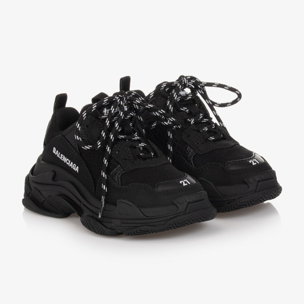 Balenciaga - Baskets noires Triple S | Childrensalon