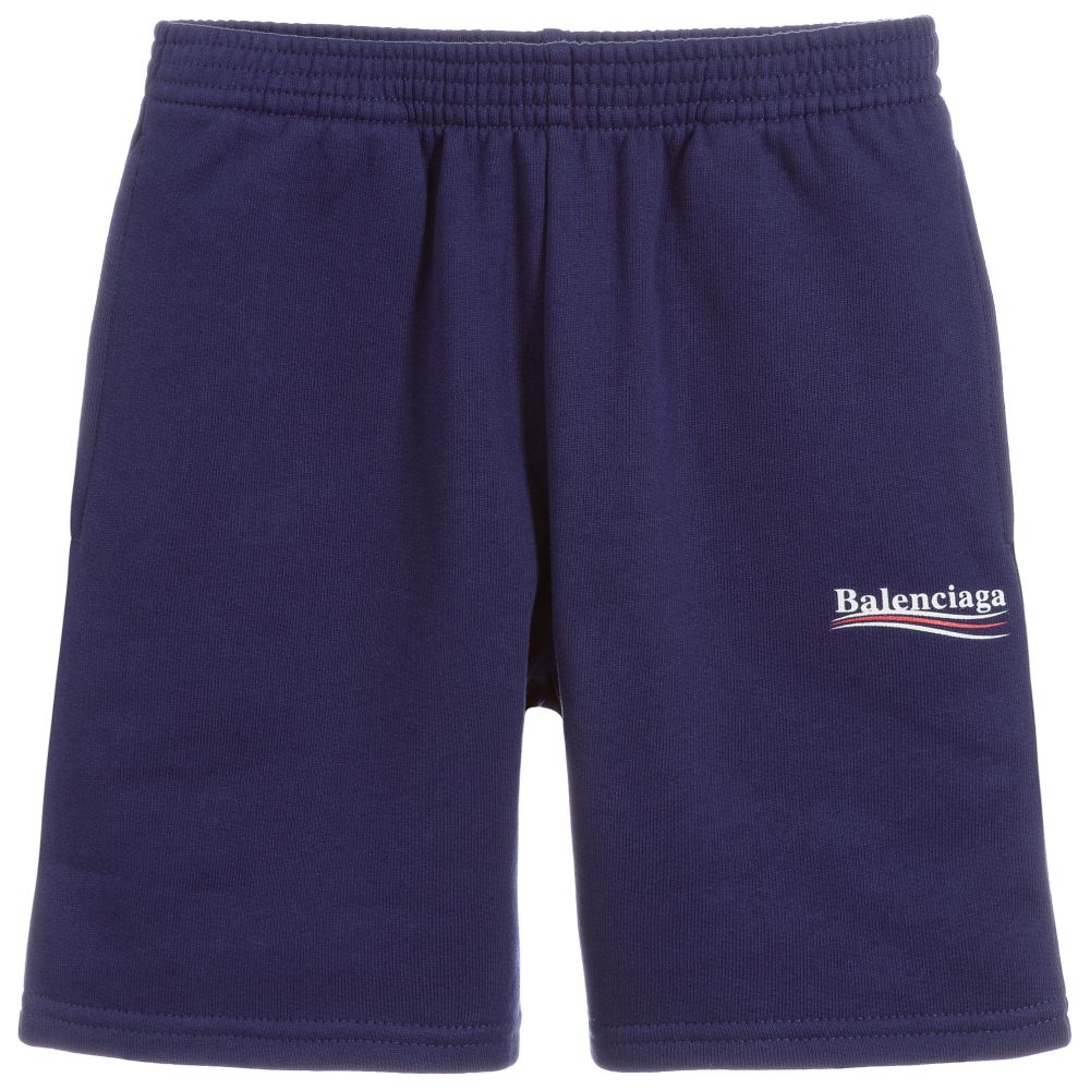 Balenciaga - Short bleu en coton à logo | Childrensalon