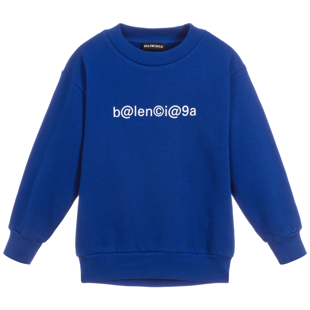 Balenciaga - Blue Cotton Logo Sweatshirt | Childrensalon