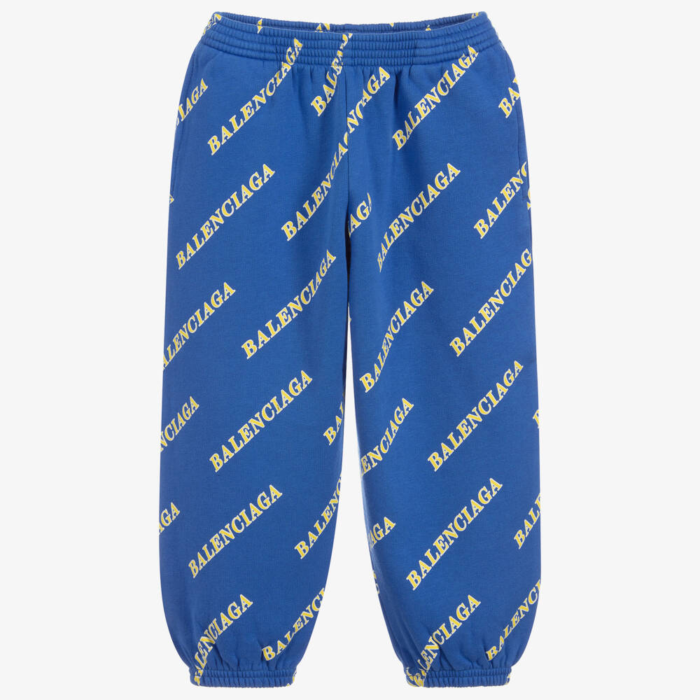 Balenciaga-Blue Logo Printed Joggers | Childrensalon Outlet