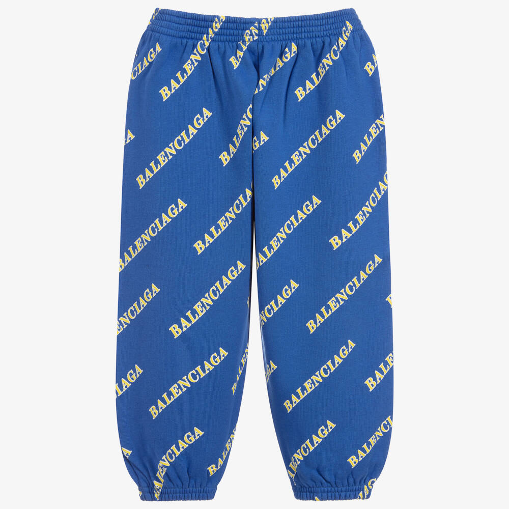 Balenciaga-Blue Logo Printed Joggers | Childrensalon Outlet