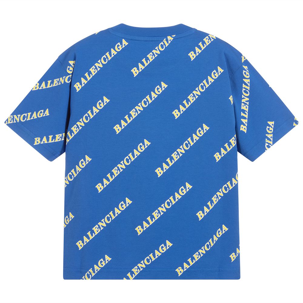 Balenciaga - Blue Logo Printed T-Shirt | Childrensalon Outlet