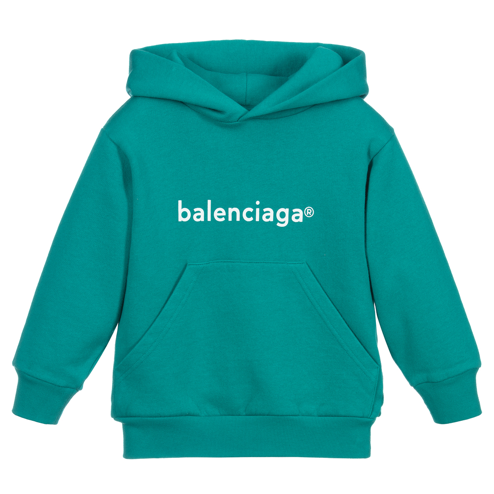 Balenciaga - Green Cotton Logo Hoodie | Childrensalon