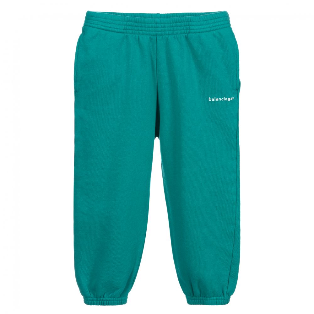 Balenciaga - Green Cotton Logo Joggers | Childrensalon