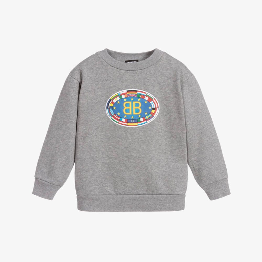 Balenciaga-Grey Cotton Sweatshirt | Childrensalon Outlet