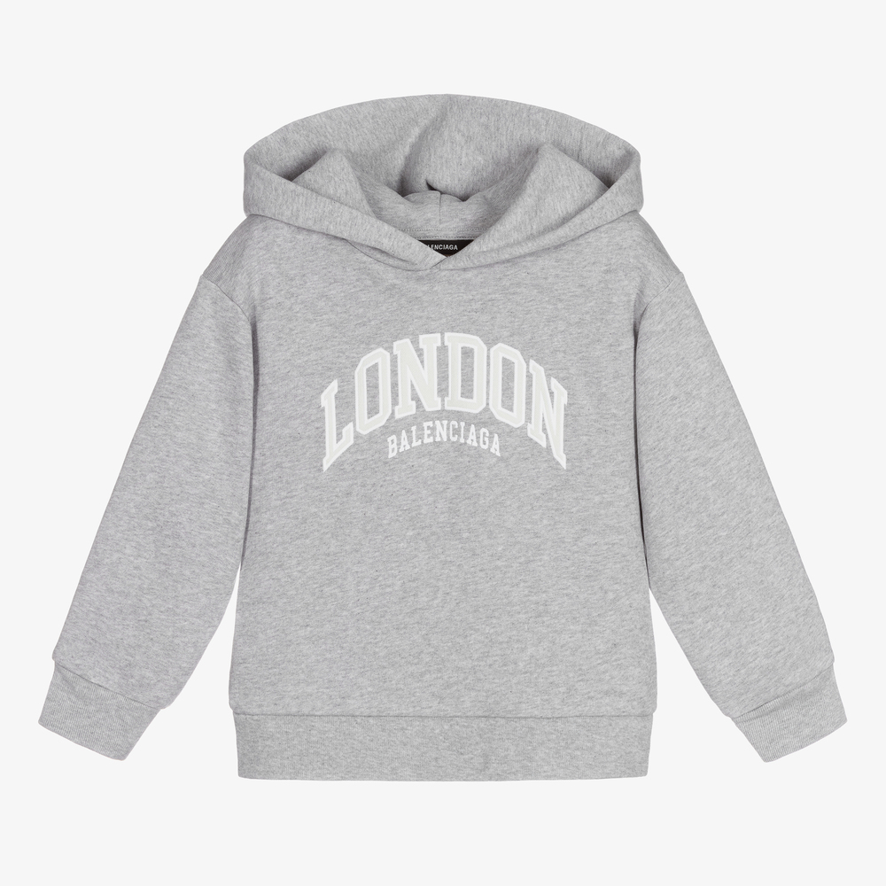 Balenciaga - Sweat capuche coton gris Londres | Childrensalon