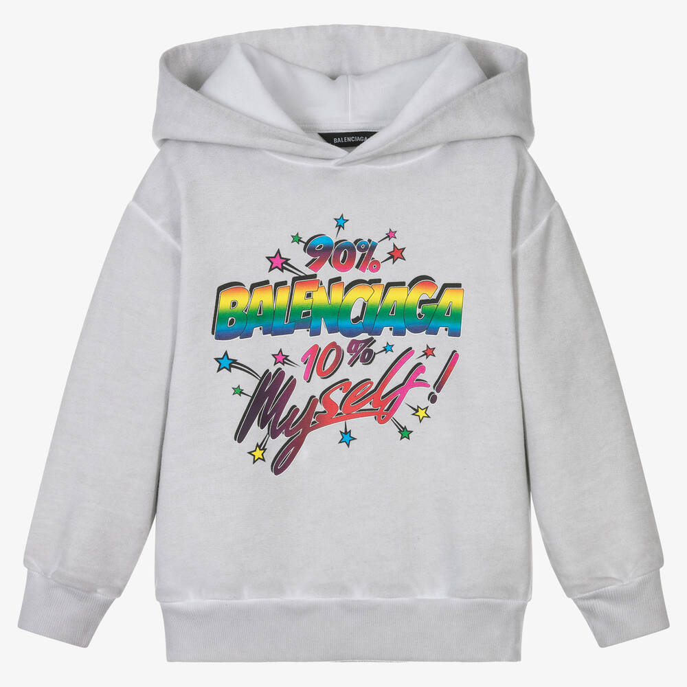 Balenciaga - Sweat à capuche gris Arc-en-ciel | Childrensalon