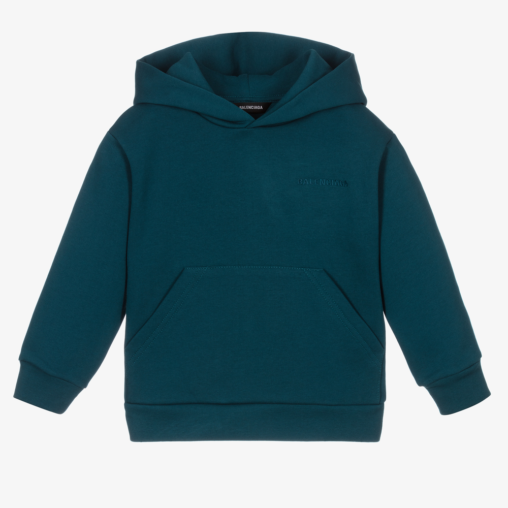 Balenciaga - Sweat à capuche bleu canard | Childrensalon