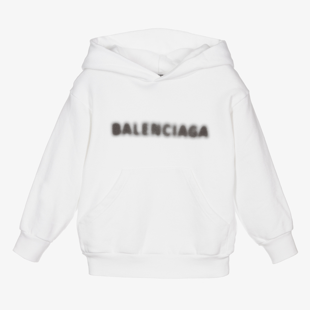 Balenciaga - White Cotton Logo Hoodie | Childrensalon