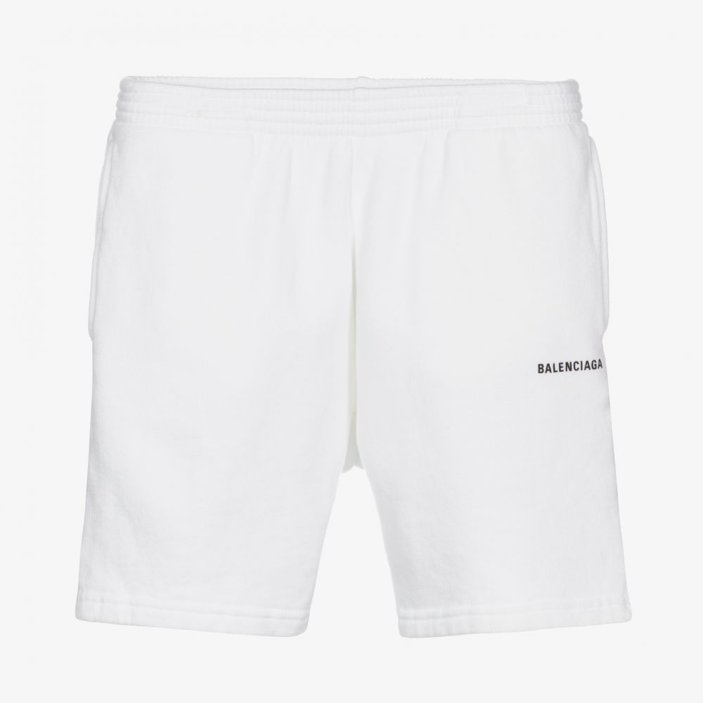 Balenciaga - White Cotton Logo Shorts | Childrensalon
