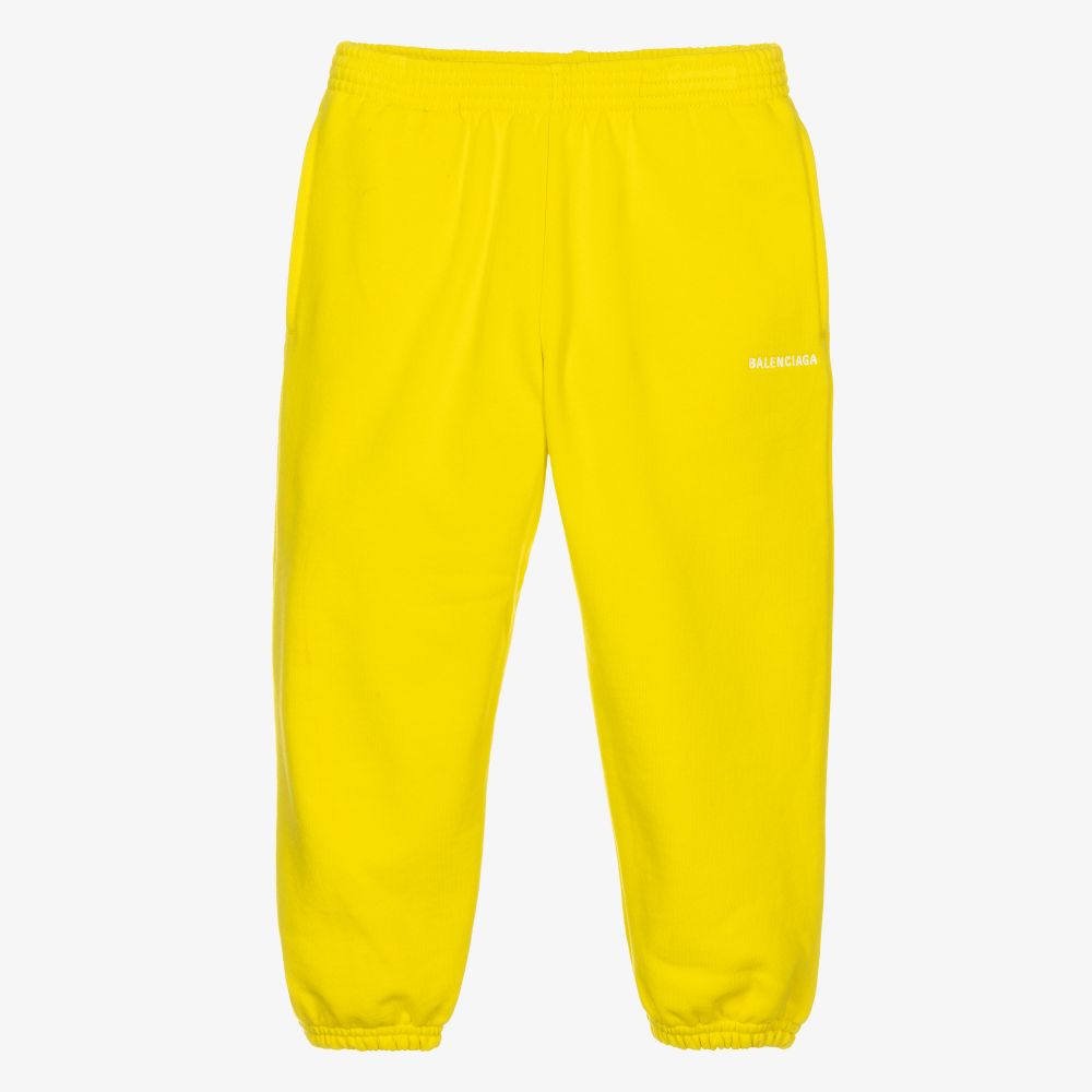 Balenciaga - Yellow Cotton Logo Joggers | Childrensalon