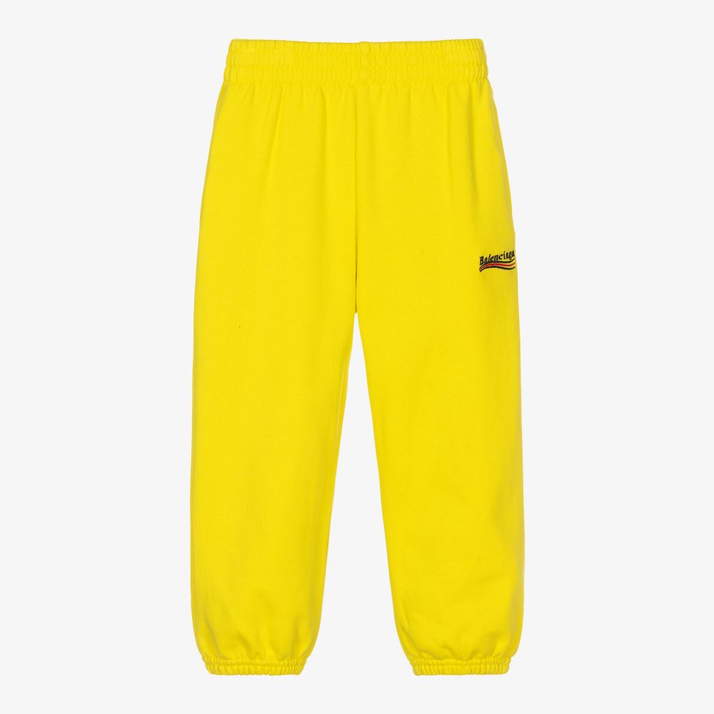 Balenciaga - Yellow Logo Cotton Joggers | Childrensalon