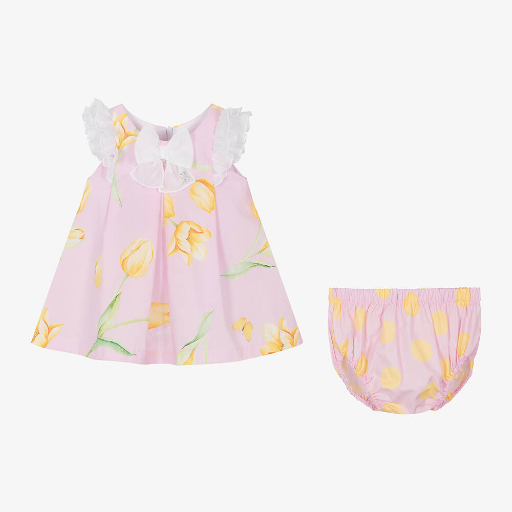 Balloon Chic-Baby Girls Pink Floral Cotton Dress | Childrensalon Outlet