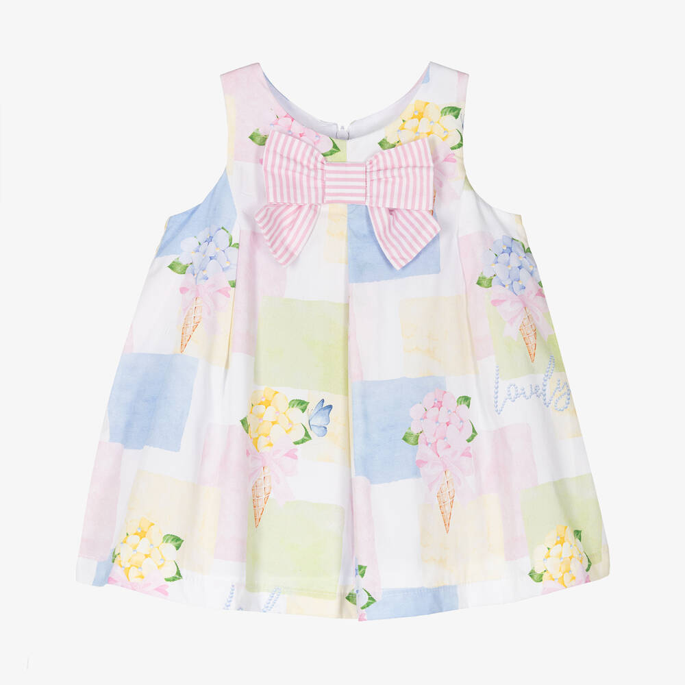 Balloon Chic-Baby Girls White Cotton Patch Print Dress | Childrensalon Outlet