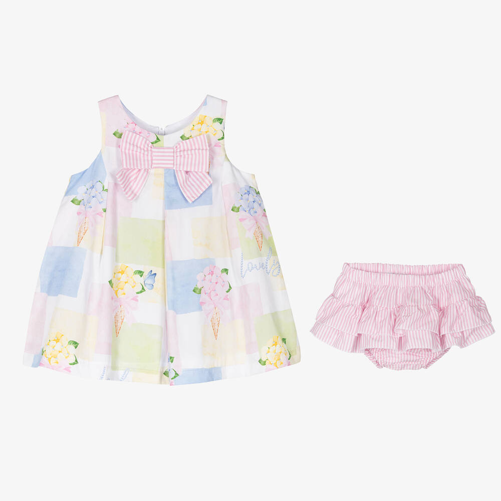 PINK SKIRT WITH RUFFLE AND AN ICE CREAM PRINT IN COTTON, CHILD