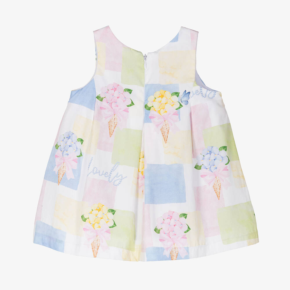Balloon Chic-Baby Girls White Cotton Patch Print Dress | Childrensalon Outlet