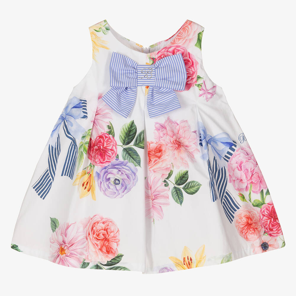 Baby Girls White Cotton Peony Dress Set