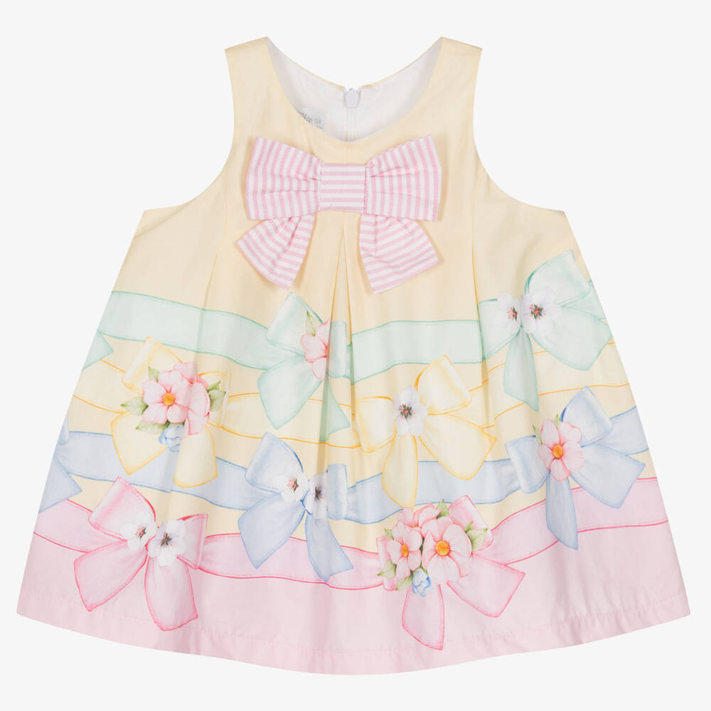 Balloon Chic - Robe jaune et rose en coton bébé | Childrensalon