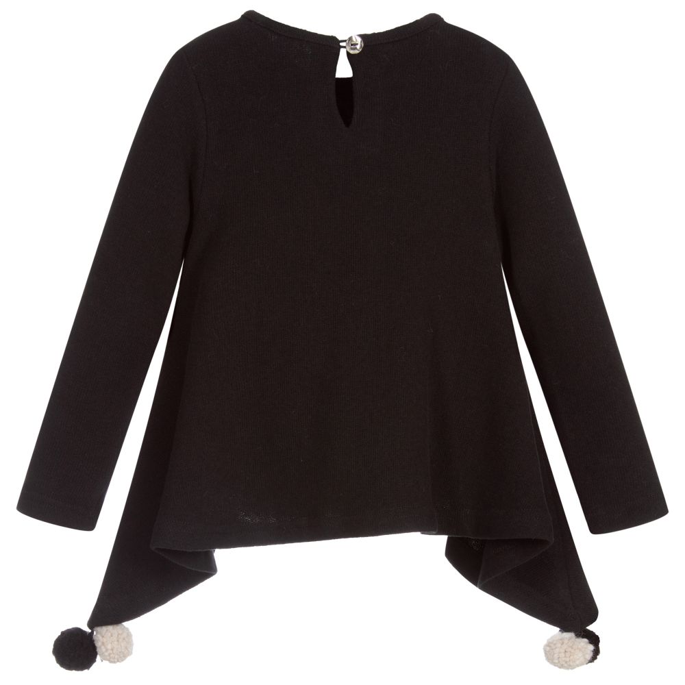 Balloon Chic-Black Cotton Knit Sweater | Childrensalon Outlet