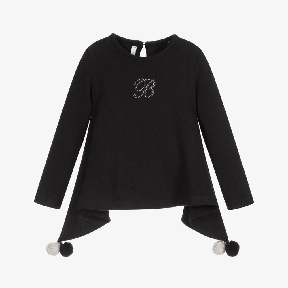 Balloon Chic-Black Cotton Knit Sweater | Childrensalon Outlet