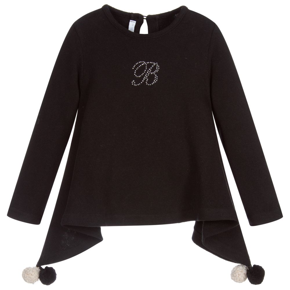 Balloon Chic - Black Cotton Knit Sweater | Childrensalon