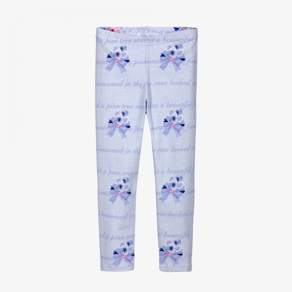 Balloon Chic - Legging fleuri bleu en coton | Childrensalon