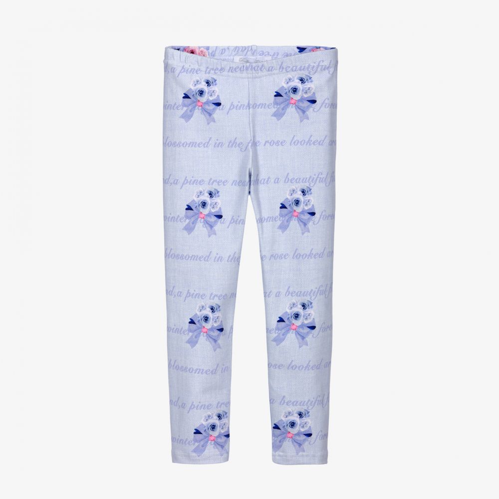 Balloon Chic - Blaue Baumwoll-Leggings mit Blumen | Childrensalon