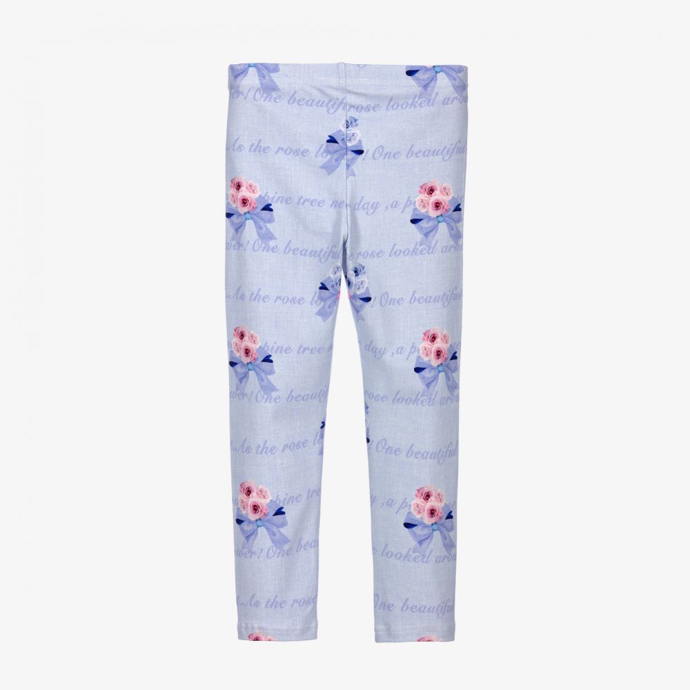 Balloon Chic-Голубые хлопковые легинсы с цветами | Childrensalon Outlet
