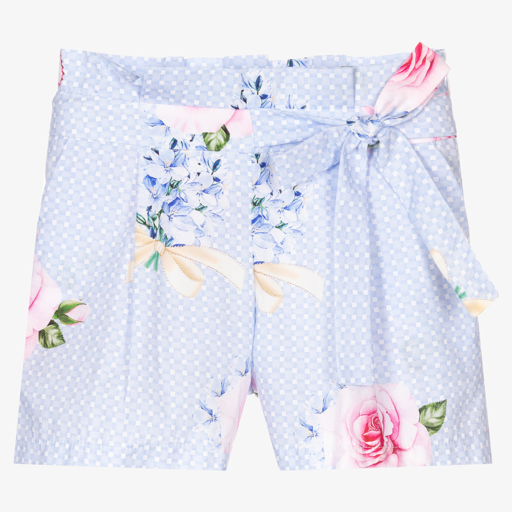 Balloon Chic - Blue Floral Cotton Shorts | Childrensalon