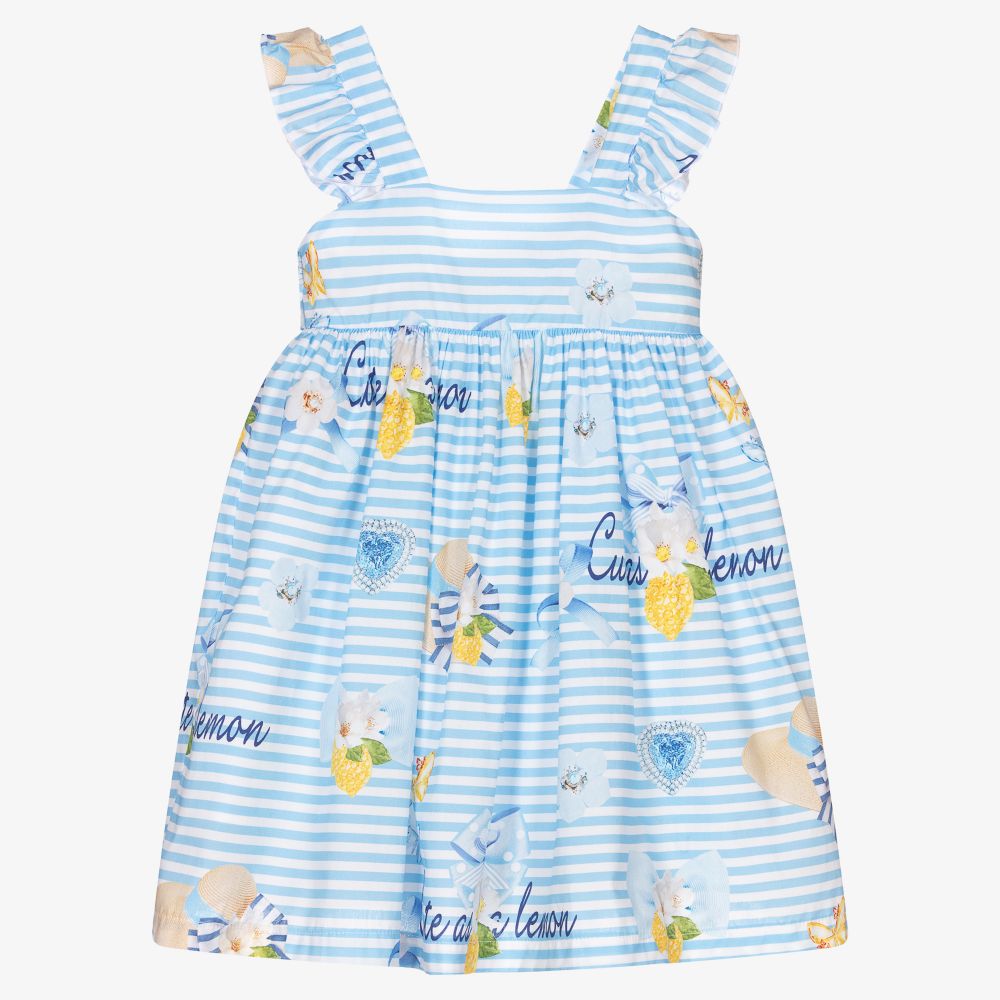 . Streven kan niet zien Balloon Chic - Blue Striped Cotton Dress | Childrensalon Outlet