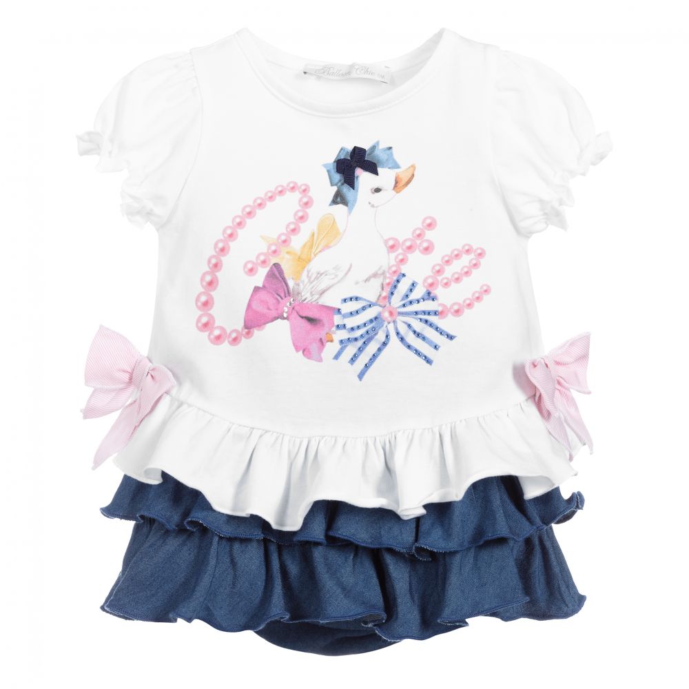 Balloon Chic-Blue & White Shorts & Top Set  | Childrensalon Outlet