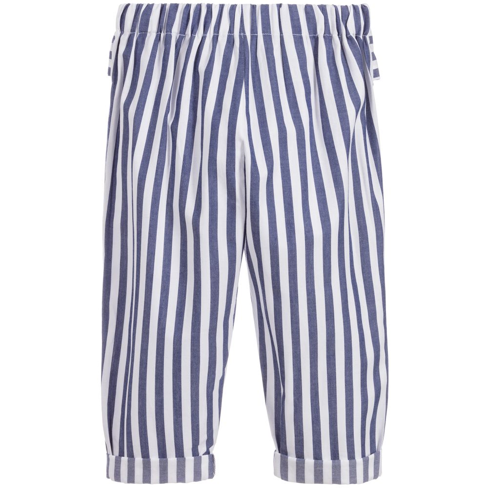 Blue white sales striped trousers
