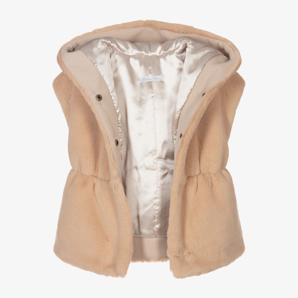 Balloon Chic-Girls Beige Faux Fur Gilet | Childrensalon Outlet