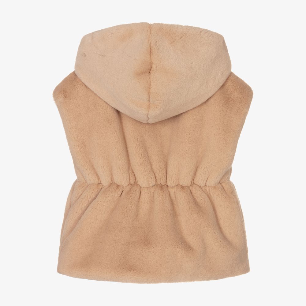 Balloon Chic-Girls Beige Faux Fur Gilet | Childrensalon Outlet