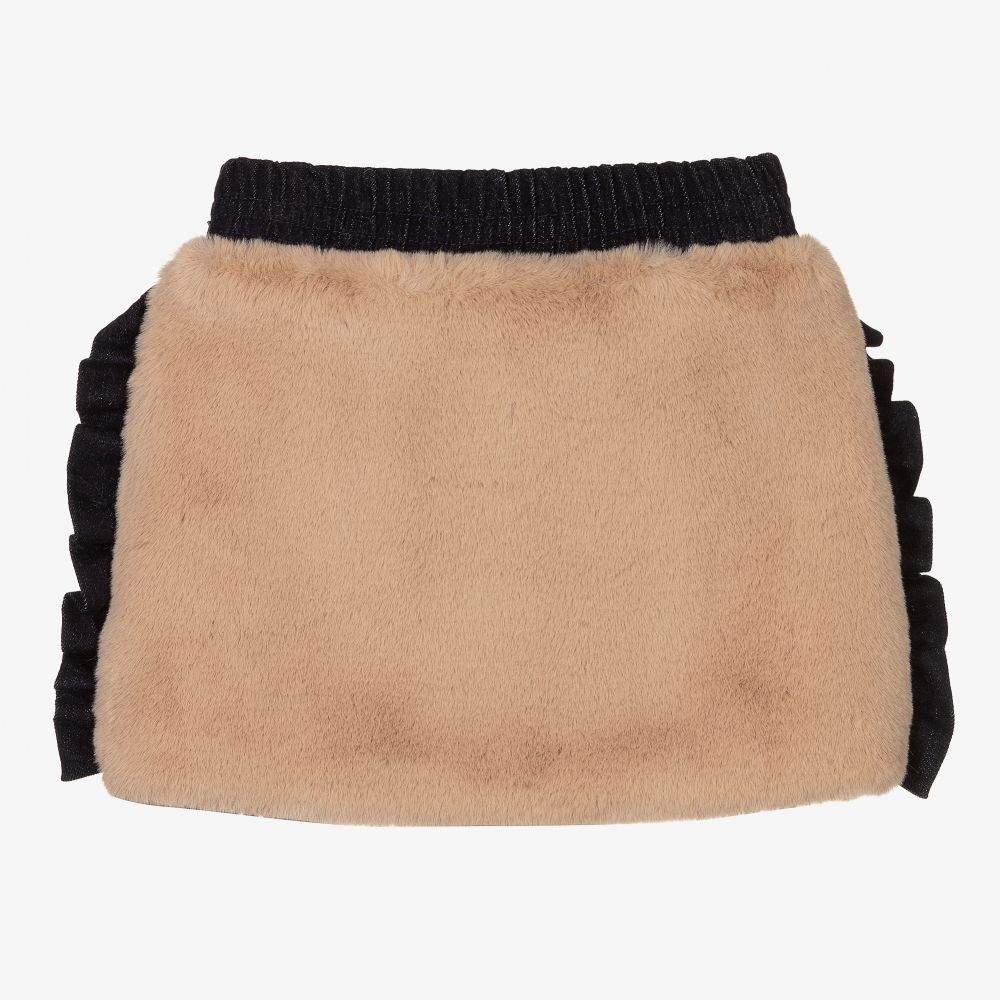 Balloon Chic - Girls Beige Faux Fur Skirt | Childrensalon