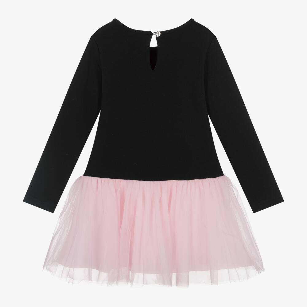 Balloon Chic-Girls Black Jersey and Pink Tutu Dress | Childrensalon Outlet