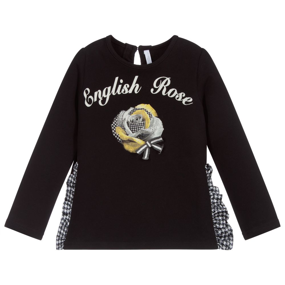 Balloon Chic-Girls Black Jersey Top | Childrensalon Outlet