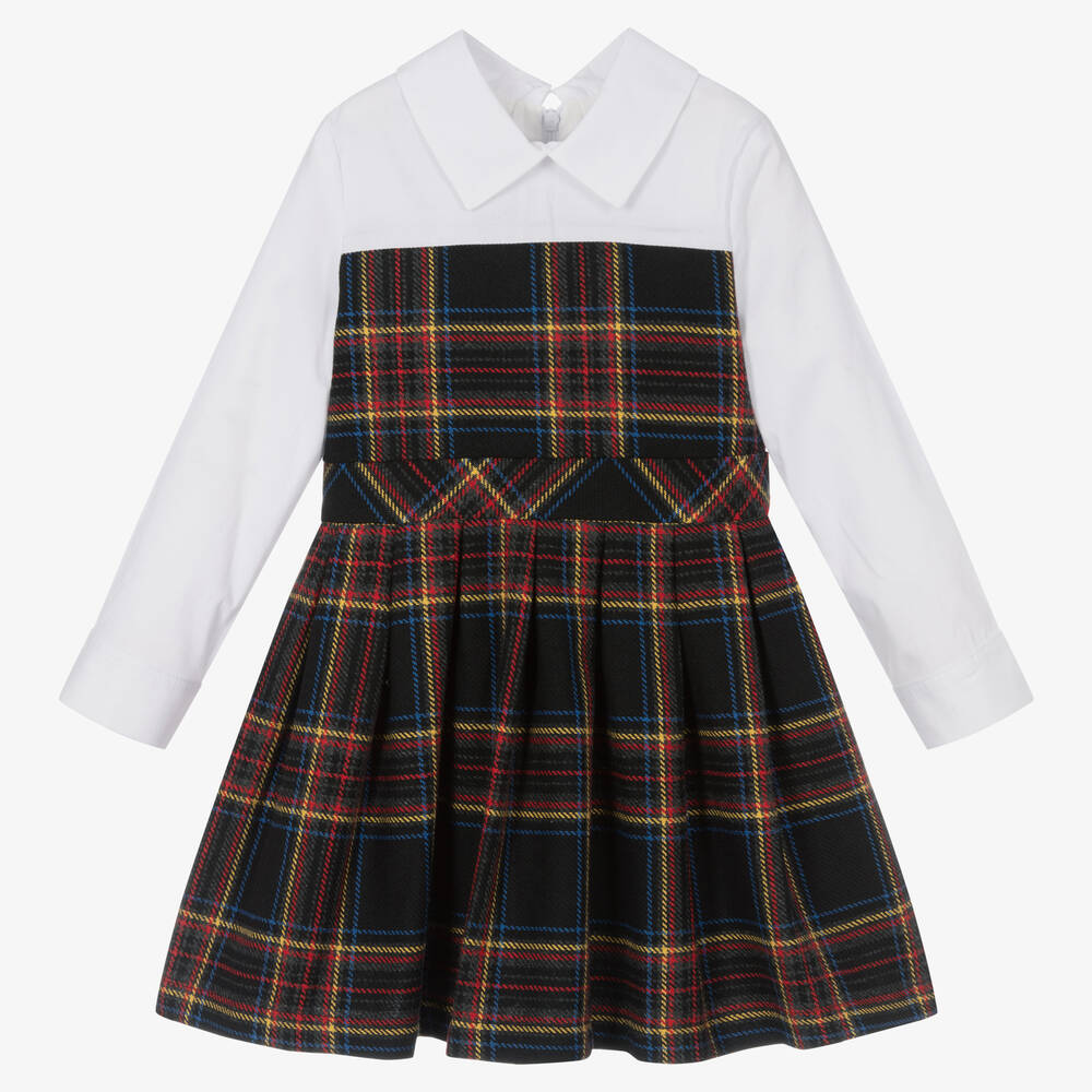 Balloon Chic-Girls Black & Red Tartan Dress | Childrensalon Outlet