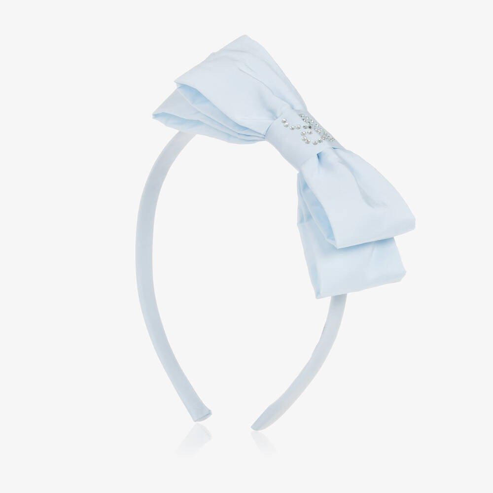Balloon Chic-Girls Blue Bow Cotton Hairband | Childrensalon Outlet