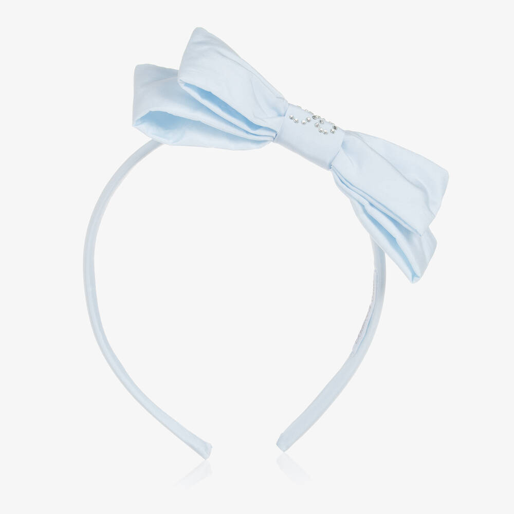 Balloon Chic-Girls Blue Bow Cotton Hairband | Childrensalon Outlet