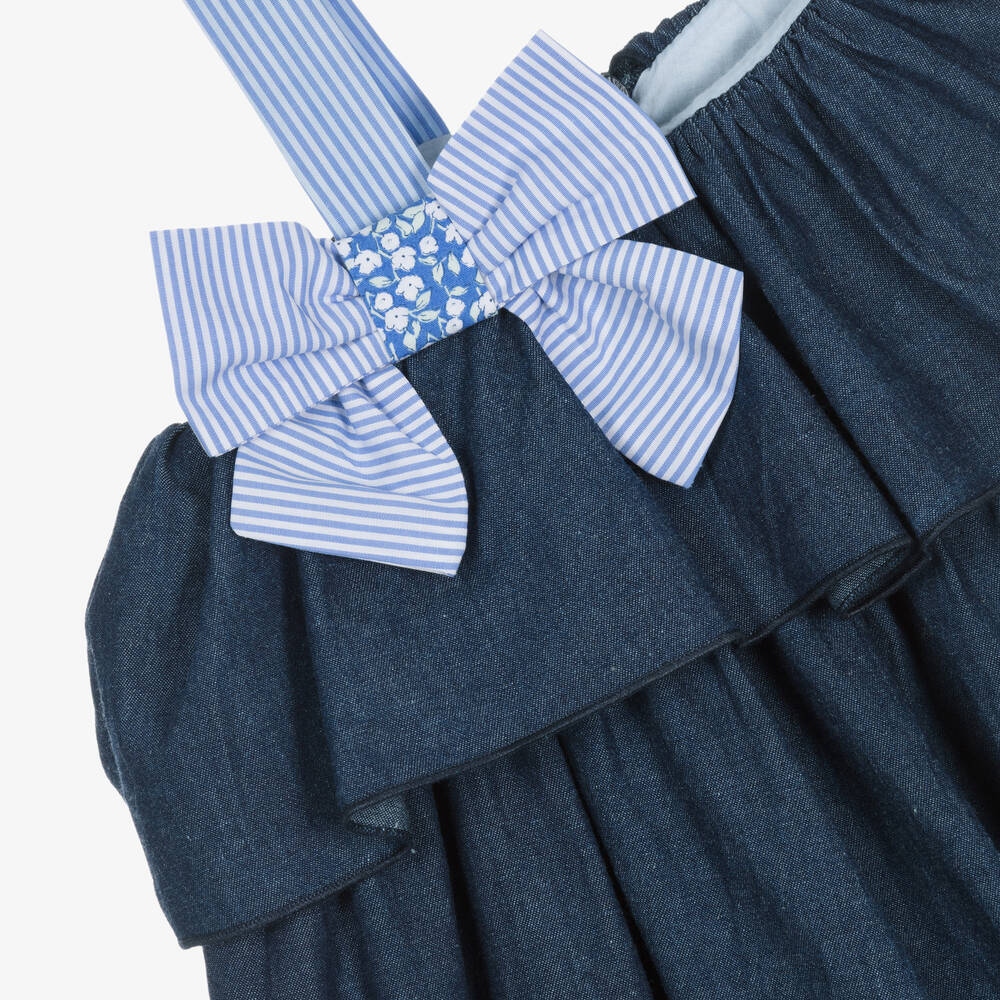Balloon Chic-Girls Blue Chambray Bow Dress | Childrensalon Outlet