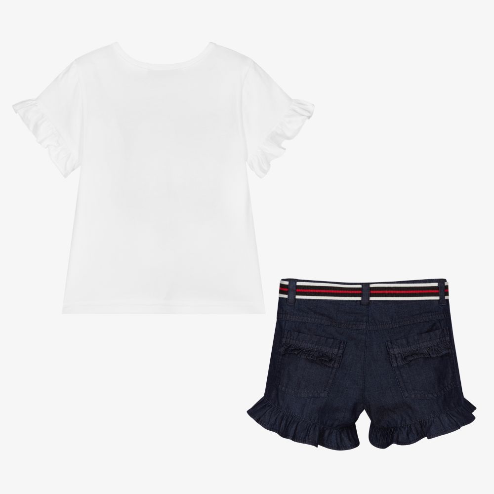 Balloon Chic-Girls Blue Chambray Shorts Set | Childrensalon Outlet