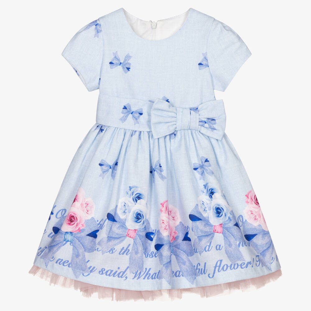 Balloon Chic - Girls Blue Cotton Dress | Childrensalon