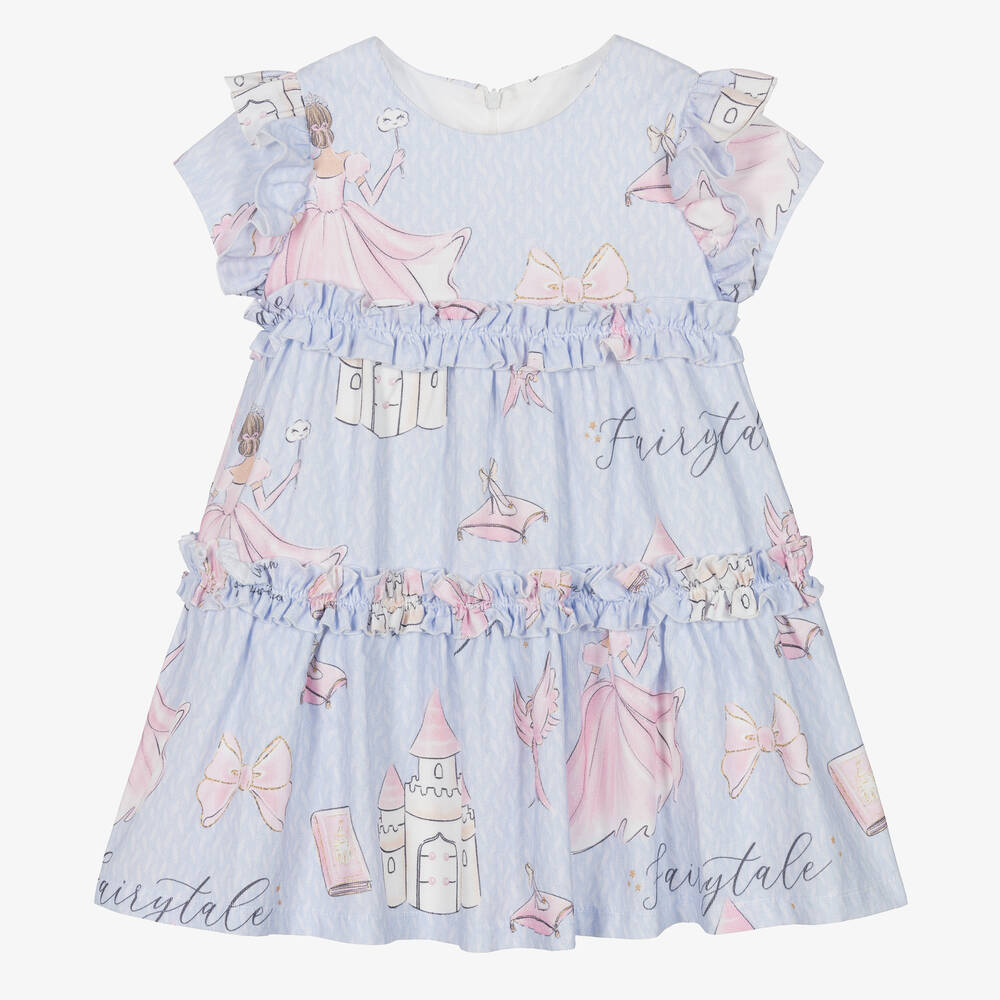Balloon Chic - Girls Blue Cotton Fairytale Dress | Childrensalon
