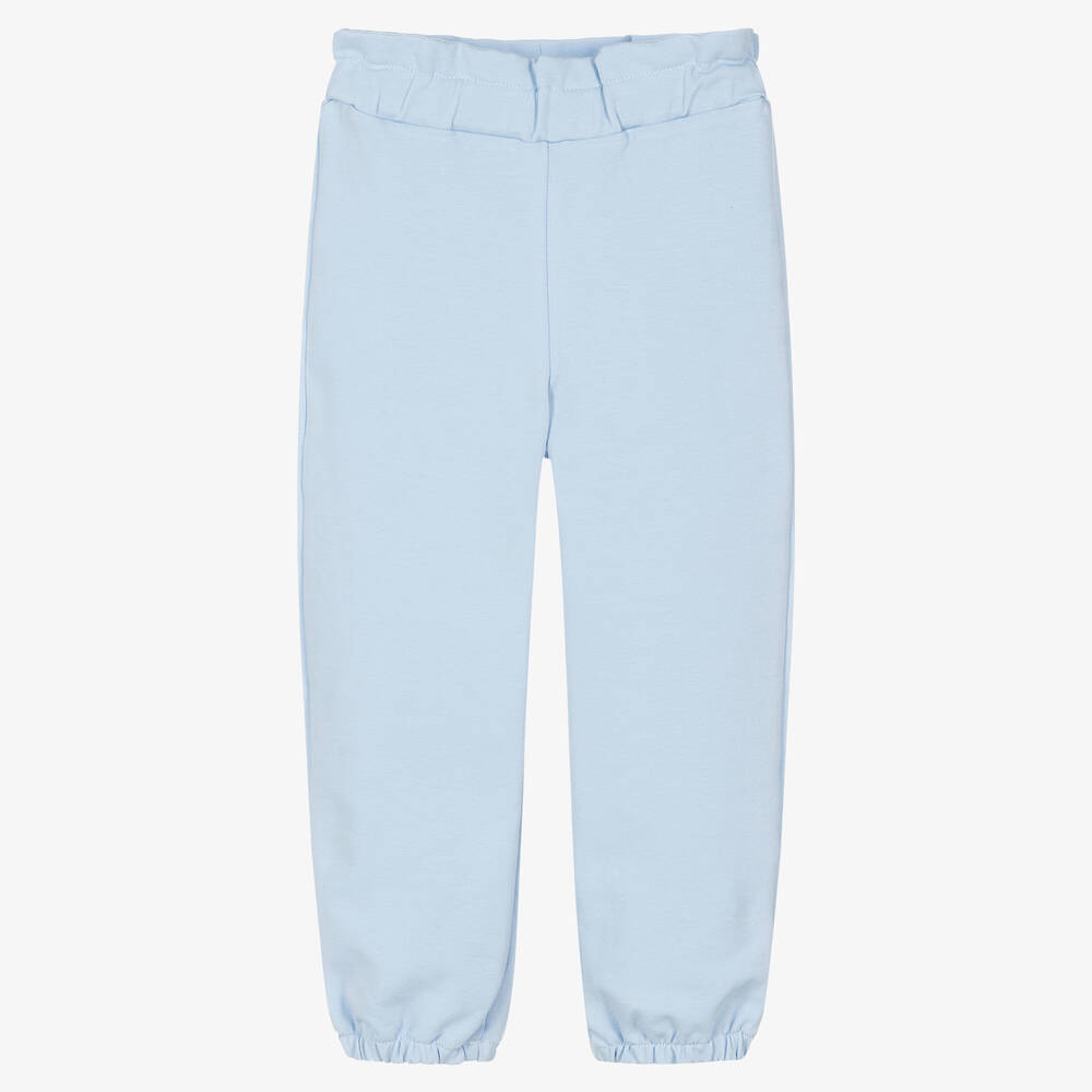 Balloon Chic - Girls Blue Cotton Jersey Trousers | Childrensalon