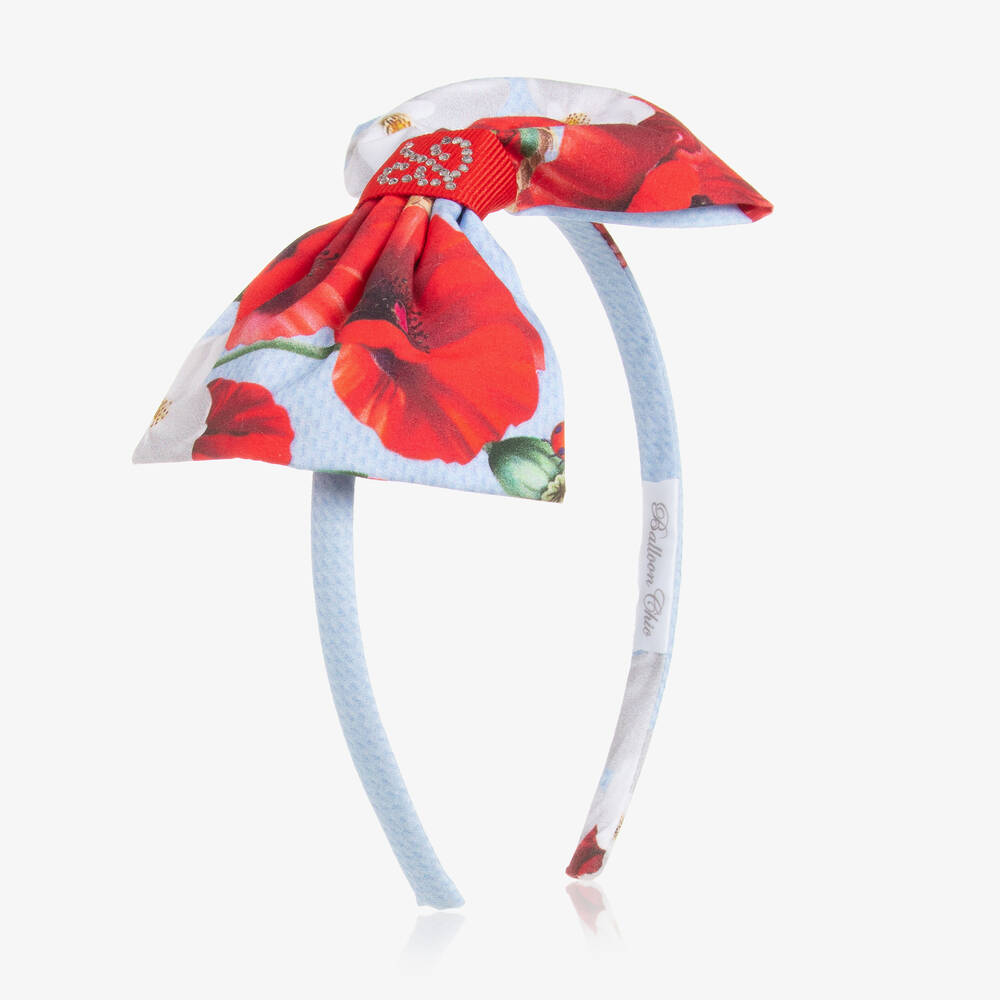 Balloon Chic-Girls Blue Cotton Poppies Hairband | Childrensalon Outlet