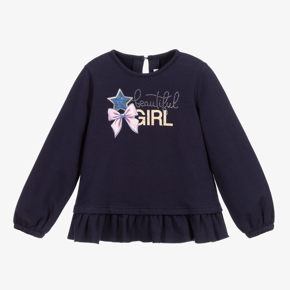 Balloon Chic - Sweat bleu en coton Fille | Childrensalon