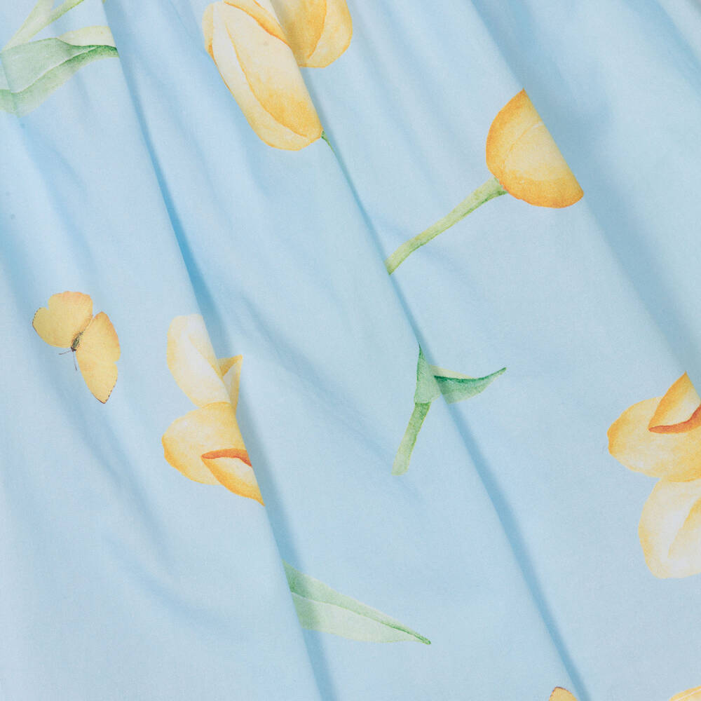 Balloon Chic-Girls Blue Cotton Tulip Print Dress | Childrensalon Outlet