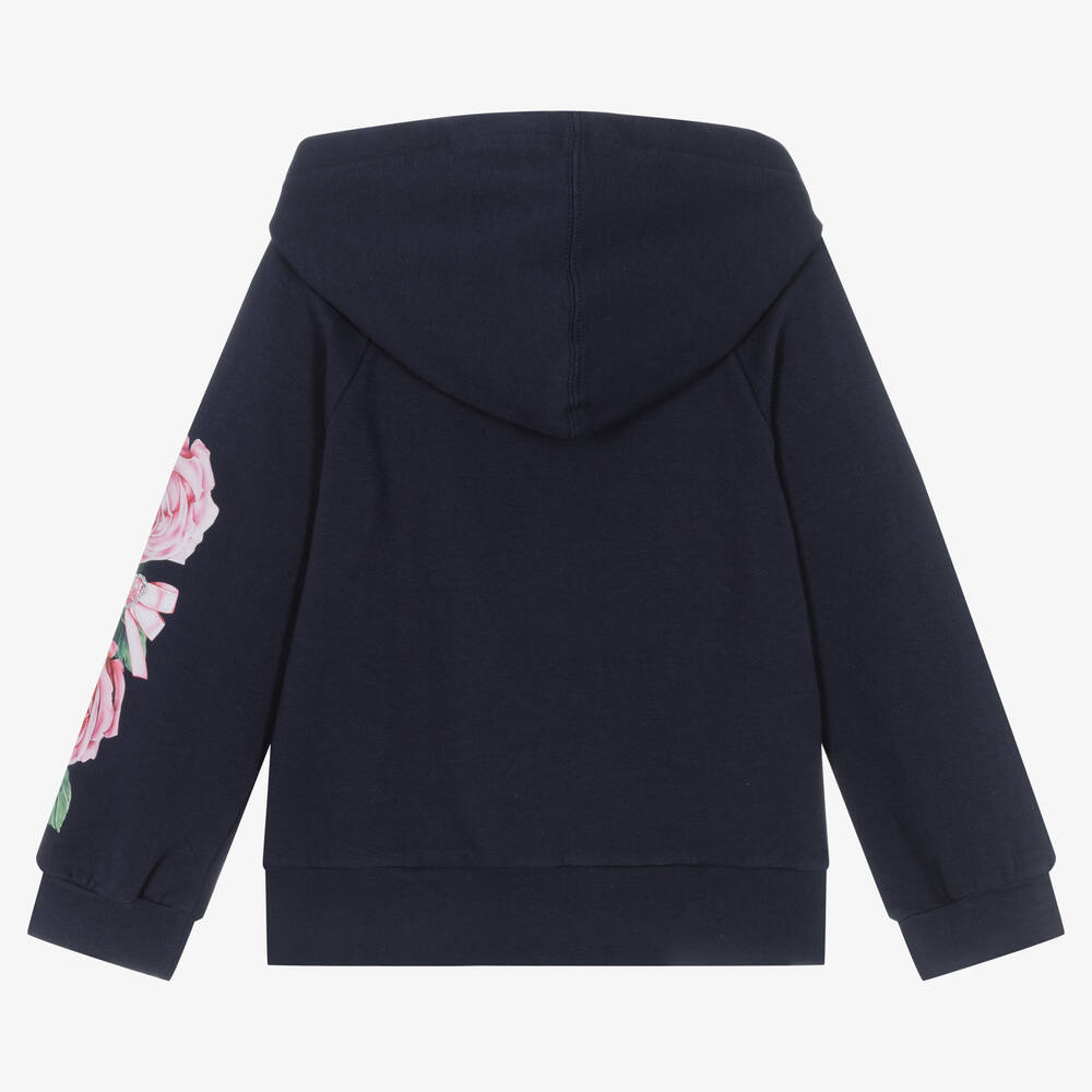 Balloon Chic-Girls Blue Cotton Zip-Up Hoodie | Childrensalon Outlet