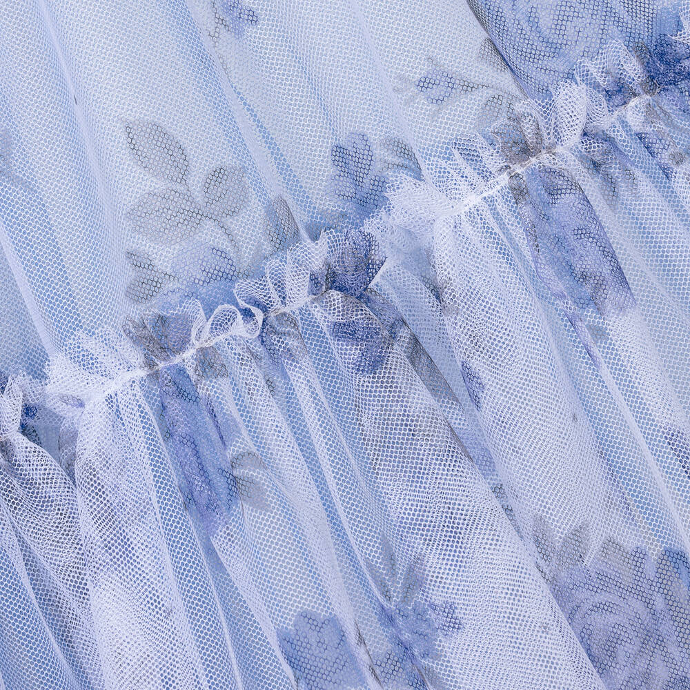 Balloon Chic-Girls Blue Floral Tulle Dress | Childrensalon Outlet